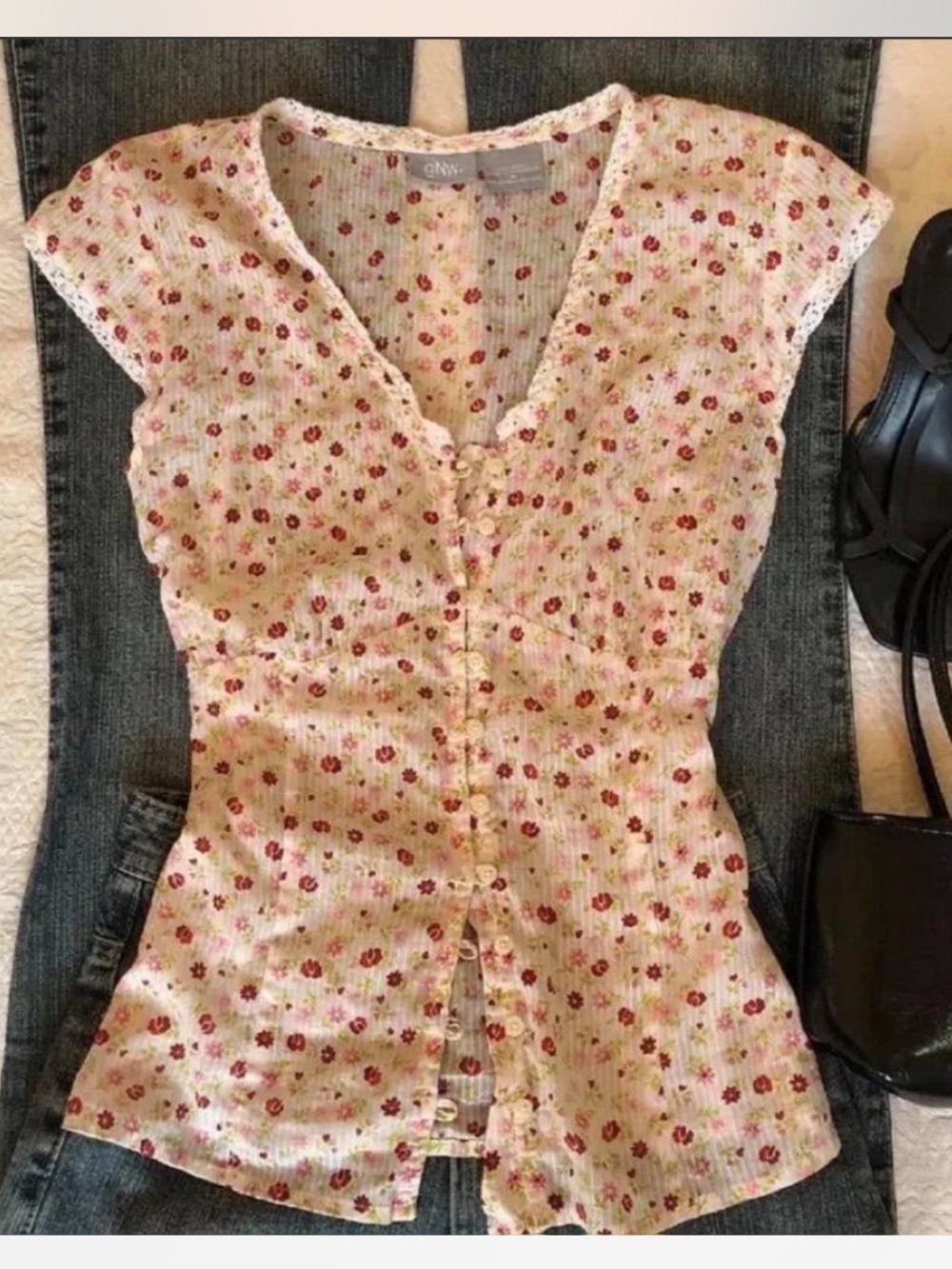 Sheer floral blouse